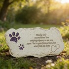 Pet Memorial Stone Resin 12 X 6 Inch White Paw Print Headstone For Dog Cat Loss