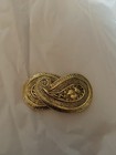 Vintage Leather Shop Gold Tone Paisley Belt Buckle Ornate Floral Scroll