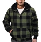 Flannel Plaid Mens Hoodies Soft Warm Sherpa Fleece Lined Full 5x-large Green