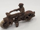 Antique Cast Iron Motorcycle Rider Toy 4  Possibly Hubley Original Red Paint