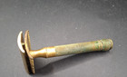 Antique Gillette Safety Razor Gold Tone Double Edge De Shaving Wet Shave