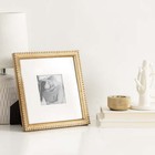 8x8 Matted For 4x4 Beaded Gold Decorative Tabletop Picture Frame