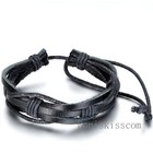 Punk Leather Wrap Braided Strap Cord Bangle Adjustable Bracelet Tribal Men Women