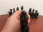 Large Vintage Wooden Handcrafted Chess Set 5 12  Tall King Folding Board 15 x15 