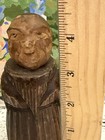 Monk Hidden Corkscrew Wine Bottle Opener Primitively Carved Wood Vintage