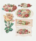 C 1890 Lot 6 Victorian Floral Rose Valentine Cards Paper Scrap Scrapbook Antique