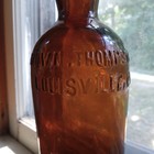 1880s Brown Thompson   Co Louisville Rare S g w Applied Lip Amber Whiskey Bottle