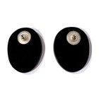 Vintage Lee Sands Mother Of Pearl Inlay Oval Post Earrings Floral Design 