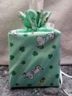 St  Patrick Snoopy Clovers Cotton Fabric  Handmade  Square Tissue Box Cover
