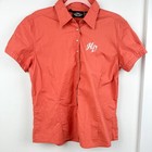 Harley-davidson Embroidered Logo Classic Orange Button Down Shirt Short Sleeve 