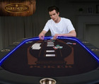 Texas Hold   em Poker Table 10 Player Casino Foldable Led Lights Cupholders No Ass