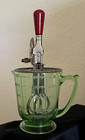 Vintage A   J Ekco Red Handled Egg Beater   Uranium Glass 4 Cup Measuring Cup