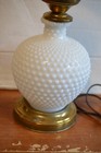 Vintage White Hobnail Milk Glass Hurricane Lamp Shade Globe 18 Inches Tall