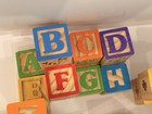 Lot Of 51 Large Wooden Alphabet And Number Blocks  Some Missing  Some Multiples