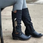 Womens Faux Suede Pull On Round Toe Mid-block Heels Fashion Knee High Boots