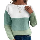 Casual Trendy Dressy Sweater For Women Patchwork Color Block Long Sleeve B