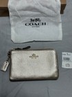 Nwt Coach Pebbled Leather Double Corner Zip Wristlet W  Hang Tag  Platinum
