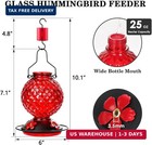 Glass Hummingbird Feeder For Outdoors Hanging  25 Oz Humming Bird Nectar Feeder 