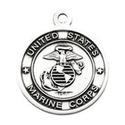 Sterling Silver Marines Medal Saint Michael On Reverse Pendant Necklace 24 