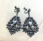 Sterling Silver Art Deco Earrings Screw Back  missing Stones 