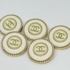 10 Chanel Buttons White Gold Cc Logo Metal 25mm Vintage  lg083 