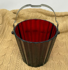 Anchor Hocking Royal Ruby Red Ice Bucket Metal Handle Mcm Barware 1940 s