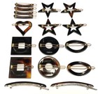 French Hair Clip Metal Snap Barrette Star Heart Square Oval Shape Made In France