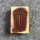 Popcorn Rubber Stamp Vintage Wood Block Ink Pad 