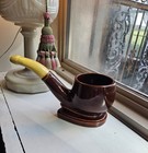Men s Pipe Ceramic Planter Large Bowl Original Price Tag Vintage Excellent Cond 