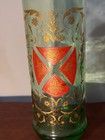 Vintage Mid Century Old Fitzgerald Bourbon Green Glass Decanter Bottle Crest