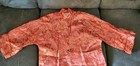 Vtg Japanese Coral Lined Robe Or Coat Frogs Up Front Asian Print Side Slits Sz L