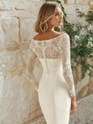 Long Sleeves Bolero Topper Jacket For Bride Appliques Lace Beading Wedding Dress