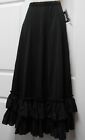 Black Double Ruffle Dance Flamenco Skirt Drawstring Waist Over 30 Available Nwt