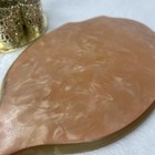 Vintage Vanity Set Apricot Plastic Hand Mirror Metal Brush Gold Filigree Holder