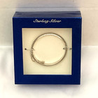 Girl   s Sterling Silver Bangle Bracelet Hinged W  Safety Chain Toddler Boxed New