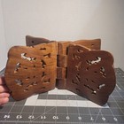 Vintage Wood Leaf Book Holder Folding Bible Cookbook Stand Hand Leaf 10 5   l X6   h