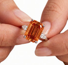 Rare 8 00 Ct Certified Emerald Cut Orange Natural Diamond Ring White Gold Finish