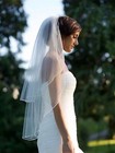 2 Tier Short Wedding Bridal Veil Pencil Edge With Comb For Bride Ivory