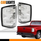 Pair Clear Chrome Tail Lights Brake Lamps W  Bulbs Fit 2014-2019 Chevy Silverado