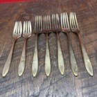 Vtg  Dirigold Dirilyte Goldware Flatware Desert Forks Lot Of 5 Dinner Forks 2 Sa