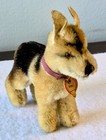 Rare  Vintage Steiff Mohair German Shepherd Dog Arco W collar   Original Tag Euc