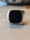      925k Sterling Silver Ring With Black Onyx   Minimalist Modern Band Design