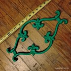 Cast Iron Trivet Painted Accents Green Red Table Top Vintage