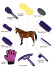 Horse Grooming Kit  12-piece   Brushes  Storage Bag  Sweat Scraper  Mane Comb  G