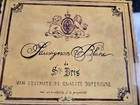 Vtg  Sauvignon Blanc Wine Label  Decorative Wall Art In Glass  Black Frame 