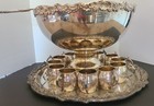 Vintage F b  Rogers Silver C- Punch Bowl Set- Bowl-12 Cups-ladle-tray- Beautiful