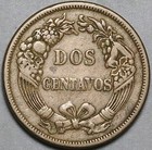 1863 Peru Dos 2 Centavos Vf Radiant Sun Coin  24101401r 