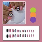 Halloween Press On Nails Short Square Fake Nails Pink Glue On Nails Short 