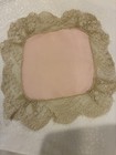 Antique 1920s French Tambour Lace Handkerchief Pink Silk Satin Wedding Doily