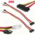 2-pack 22pin Sata 7 15 Combo Data And Power Extension Cable For Hdd Ssd